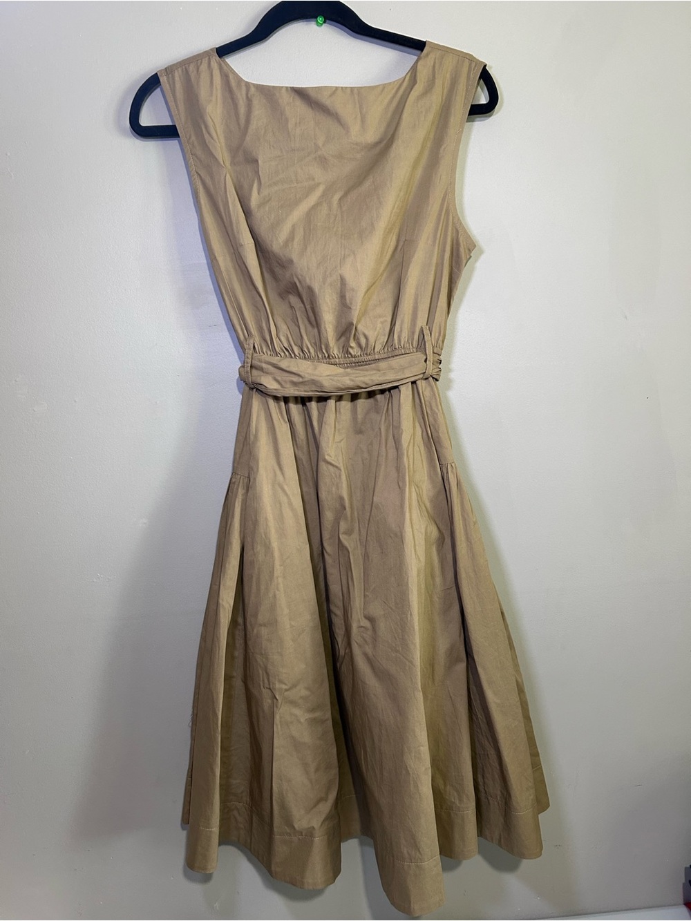 Harshman Los Angeles M Tan Cotton Belted Midi Dress Quiet Luxury